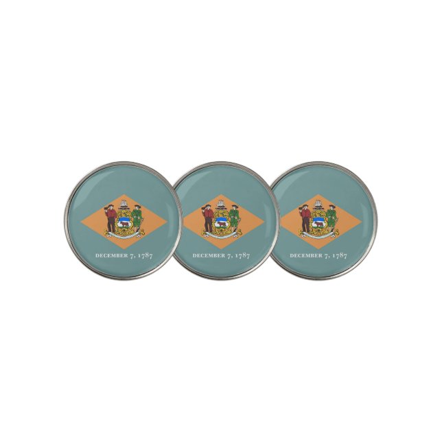 Golf Ball Marker with Flag of Delaware, USA (3 Up)