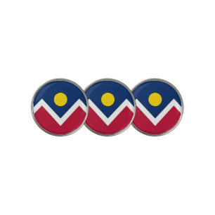 Golf Ball Marker with Flag of Denver City, USA