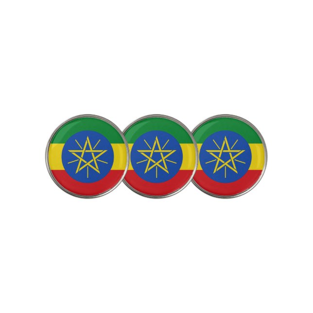 Golf Ball Marker with Flag of Ethiopia (3 Up)