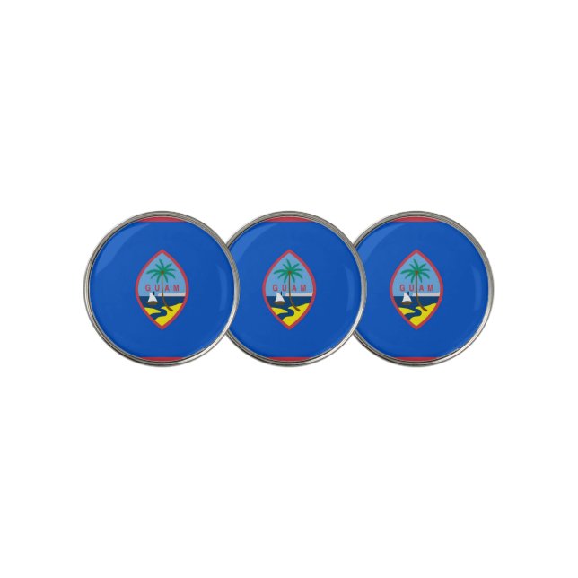 Golf Ball Marker with Flag of Guam, USA (3 Up)