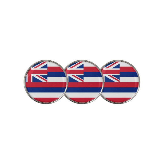 Golf Ball Marker with Flag of Hawaii, USA (3 Up)