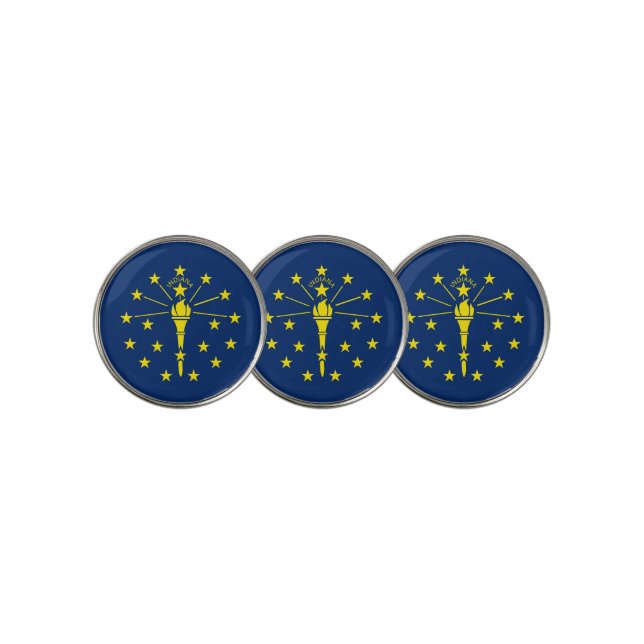 Golf Ball Marker with Flag of Indiana, USA (3 Up)