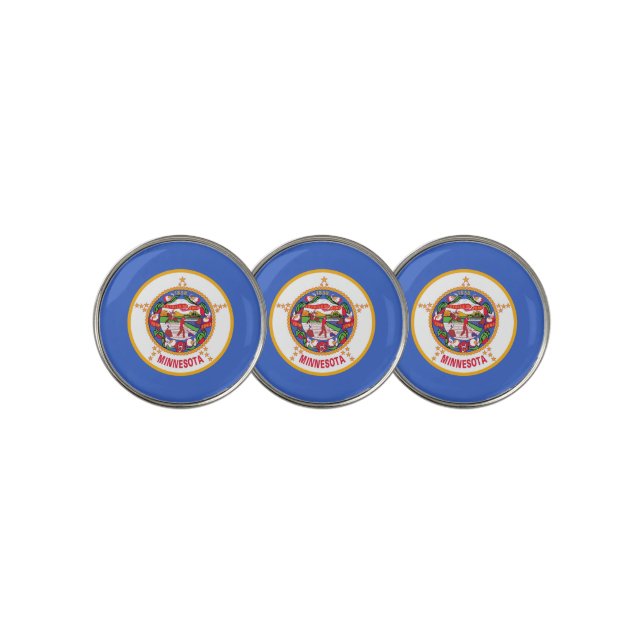 Golf Ball Marker with Flag of Minnesota (3 Up)