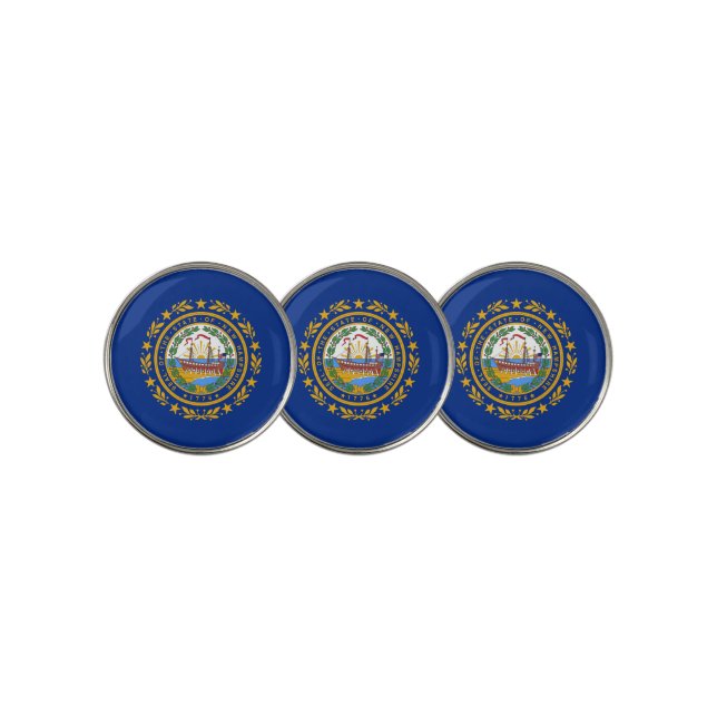 Golf Ball Marker with Flag of New Hampshire (3 Up)