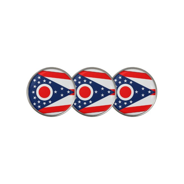 Golf Ball Marker with Flag of Ohio, USA (3 Up)