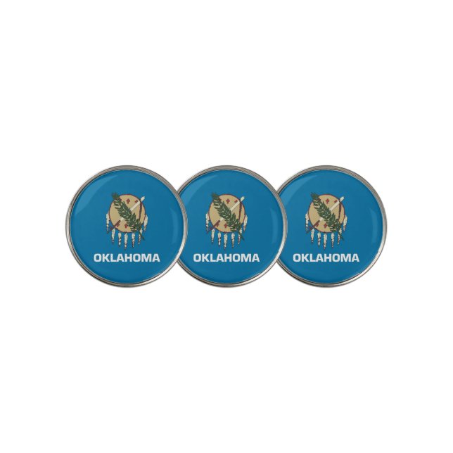 Golf Ball Marker with Flag of Oklahoma, USA (3 Up)