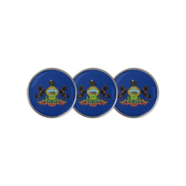 Golf Ball Marker with Flag of Pennsylvania, USA (3 Up)