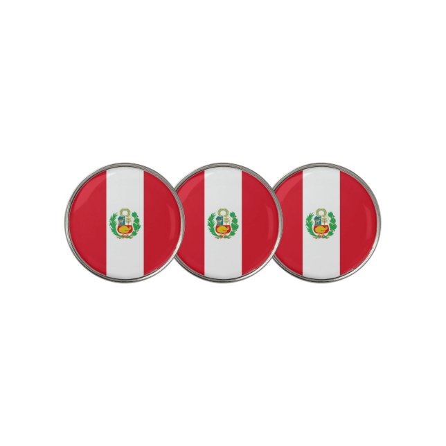 Golf Ball Marker with Flag of Peru (3 Up)