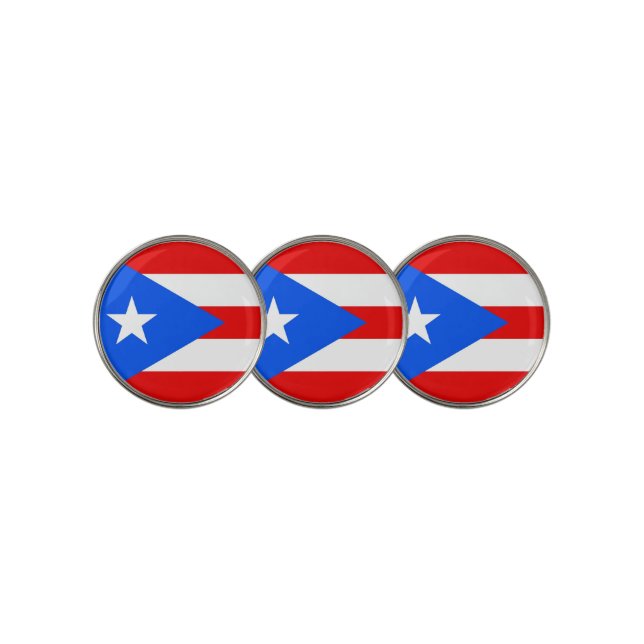 Golf Ball Marker with Flag of Puerto Rico, USA (3 Up)