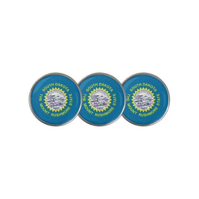 Golf Ball Marker with Flag of South Dakota, USA (3 Up)