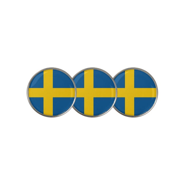 Golf Ball Marker with Flag of Sweden (3 Up)