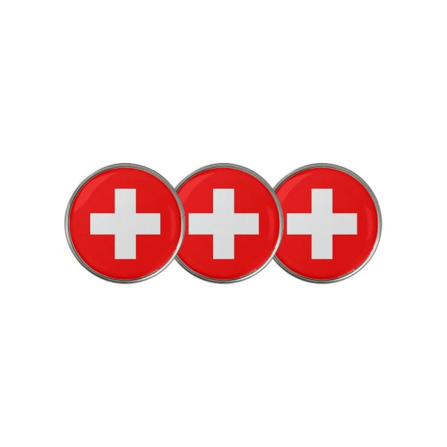 Golf Ball Marker with Flag of Switzerland (3 Up)