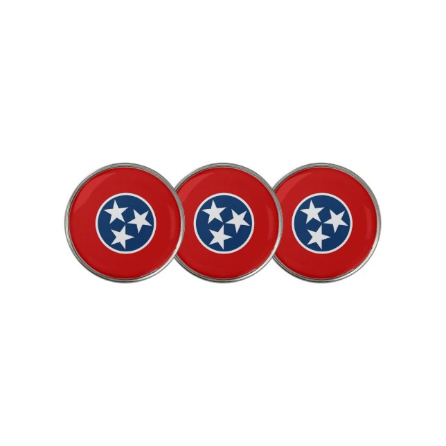 Golf Ball Marker with Flag of Tennessee, USA (3 Up)