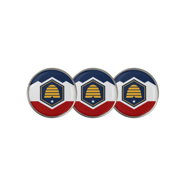 Golf Ball Marker with Flag of Utah, USA (3 Up)