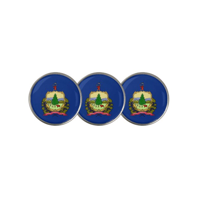 Golf Ball Marker with Flag of Vermont, USA (3 Up)