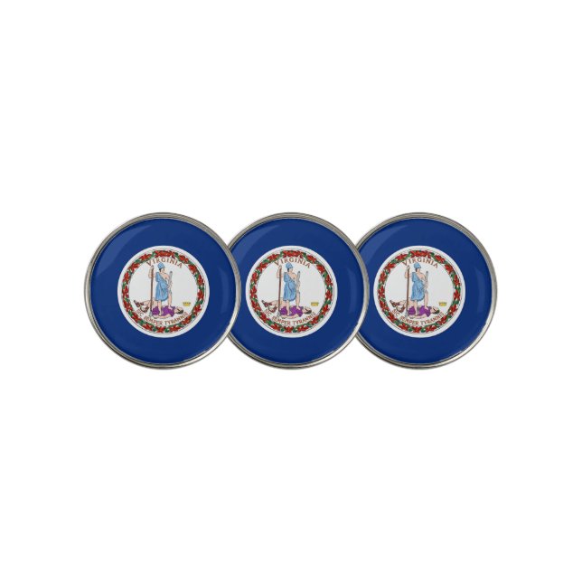 Golf Ball Marker with Flag of Virginia, USA (3 Up)