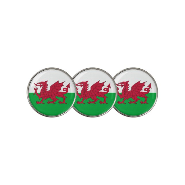 Golf Ball Marker with Flag of Wales (3 Up)