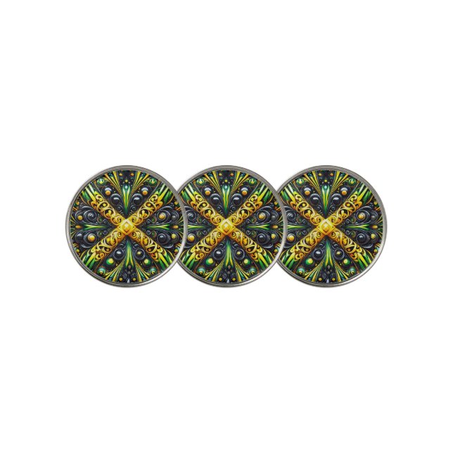 Golf Ball Marker with Jamaican Colors (3 Up)