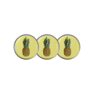 Golf ball markers with tropical pineapple print