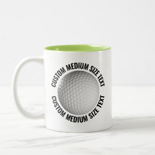 Golf Ball & Medium Text LIME GREEN 11oz Custom Two-Tone Coffee Mug