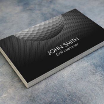 Golf Ball Metal Background Professional Golf Business Card by cardfactory at Zazzle