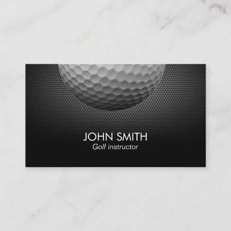 Golf Ball Metal Background Professional Golf Business Card | Zazzle