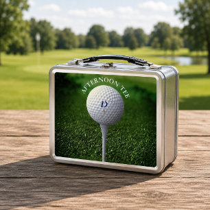 Golf Ball Monogram Afternoon Tee Golfing Metal Lunch Box