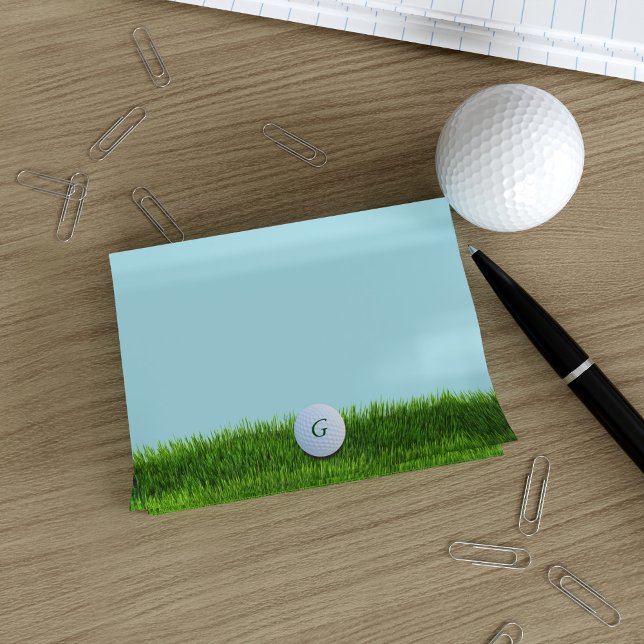 Golf Ball Monogram Blue and Green Post it Notes (Creator Uploaded)