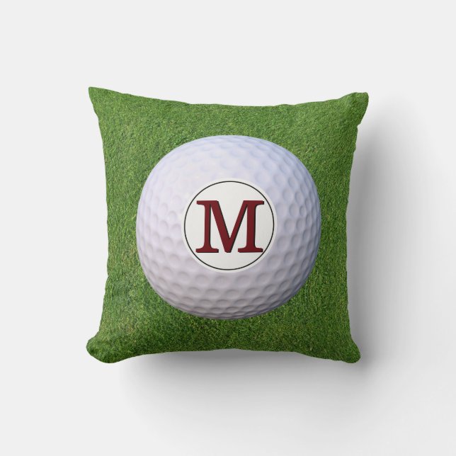 Golf ball Monogram Golfer Greens Turf Throw Pillow (Front)