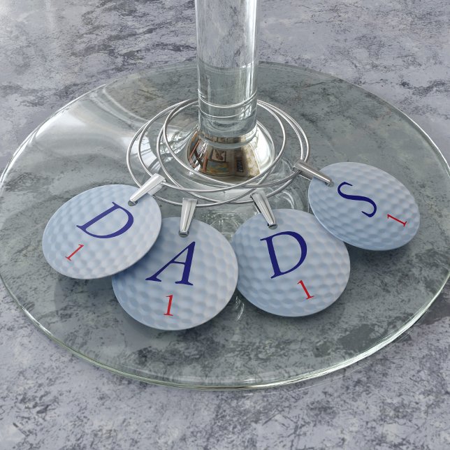 Golf Ball Monogram Sports Party Wine Charms (Fun golf themed wine charms for your Golfing Dad (or mom) just add their initial/number)