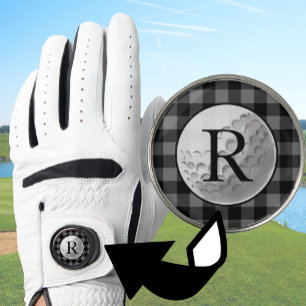 Golf ball monogrammed grey buffalo plaid custom glove