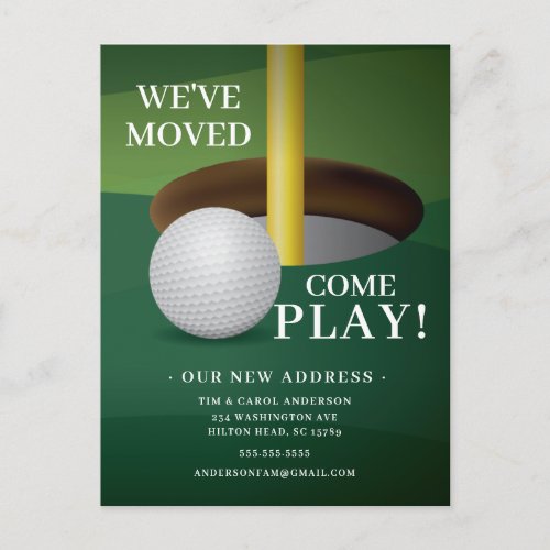 Golf Ball Moving Announcement Card