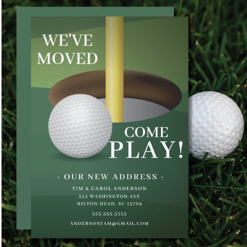 Golf Ball Moving Announcement Card