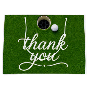 Golf Ball Next to Hole on Green Grass Thank you Large Gift Bag