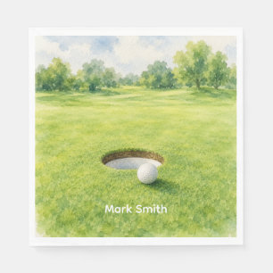 Golf Ball Next to Hole on Green Putting Grass Napkins