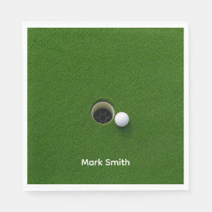 Golf Ball Next to Hole on Green Putting Grass Napkins