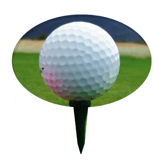 Golf Ball on a mountain golf course Cake Topper (Front)