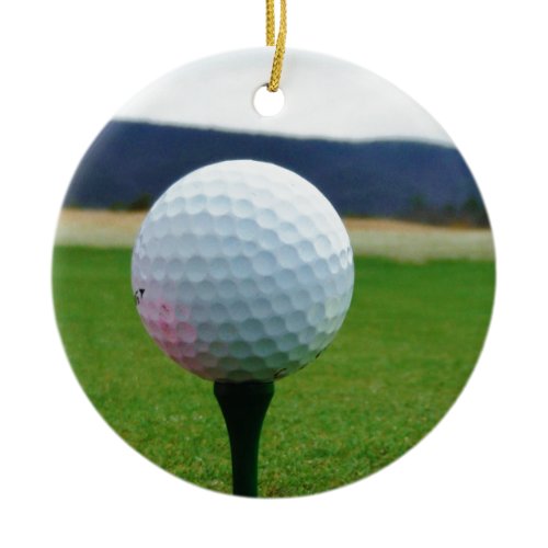 Golf Ball on a mountain golf course Ceramic Ornament