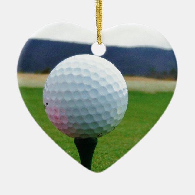 Golf Ball on a mountain golf course Ceramic Ornament (Front)
