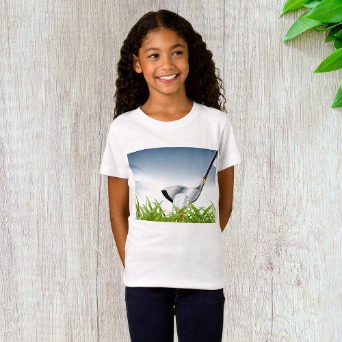 Golf Ball On A Tee Girls T_Shirt