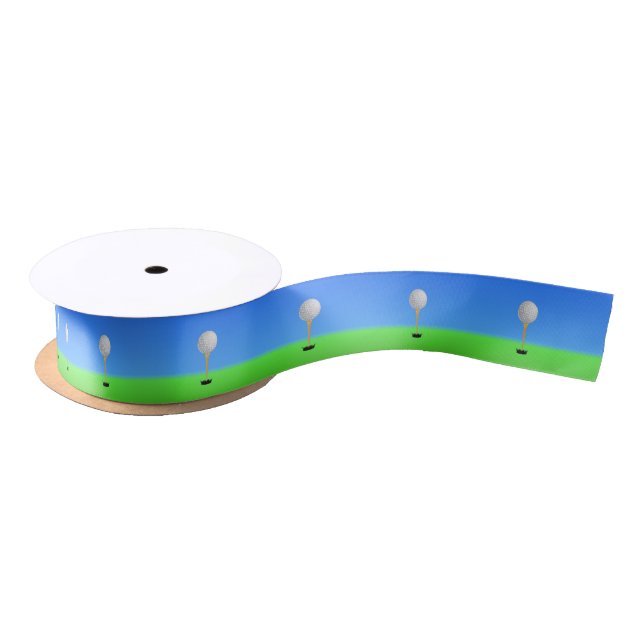 Golf Ball on a Tee Satin Ribbon (Spool)