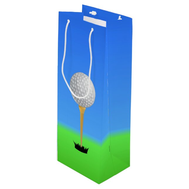 Golf Ball on a Tee Wine Gift Bag (Front Angled)