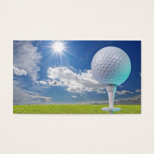 Customizable golf ball on a tee with grass business card templates