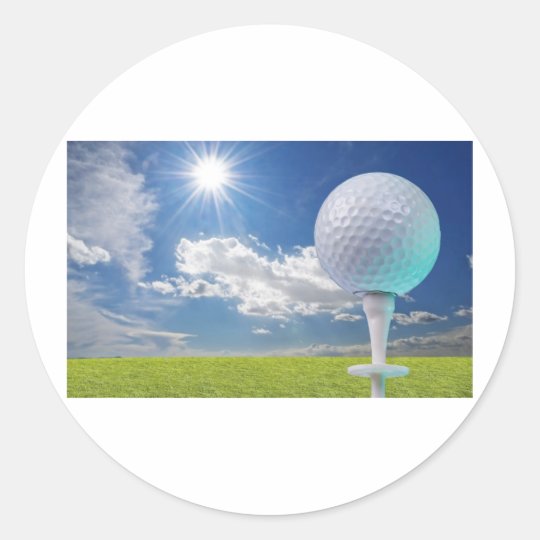 golf ball on a tee with grass classic round sticker