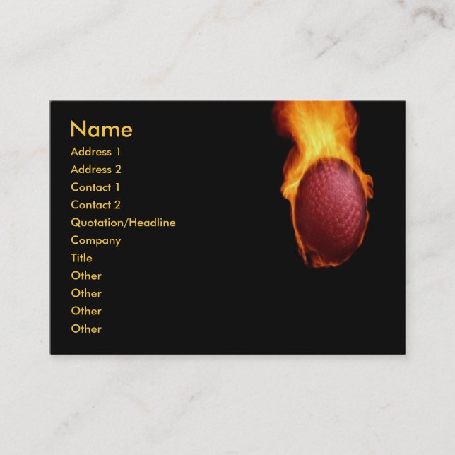 Golf Ball On Fire Business Card (Front)