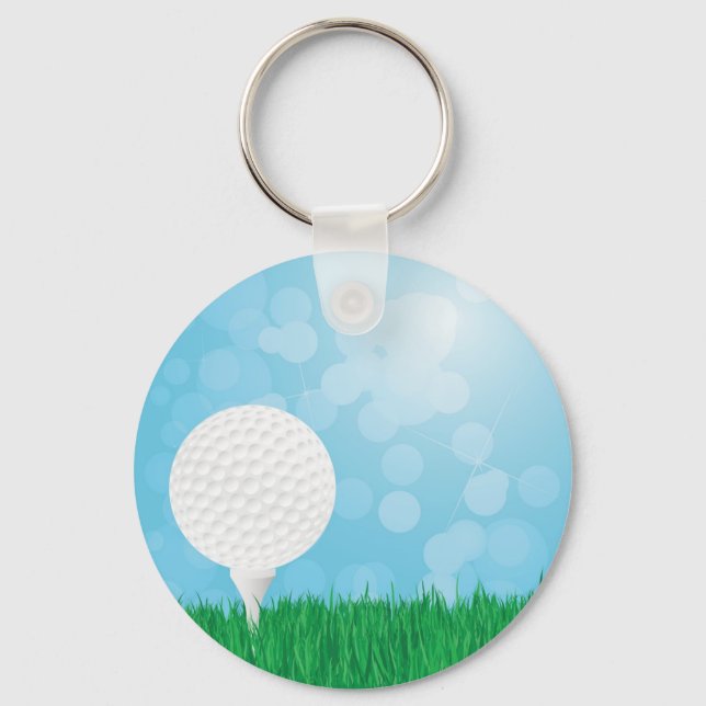 golf ball on grass keychain (Front)