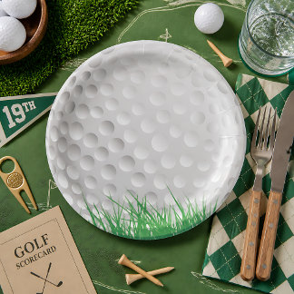 Golf Ball on Grass Paper Plates