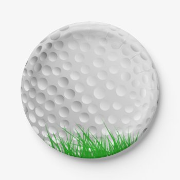 Golf Ball On Grass Paper Plates by SimplyParty at Zazzle