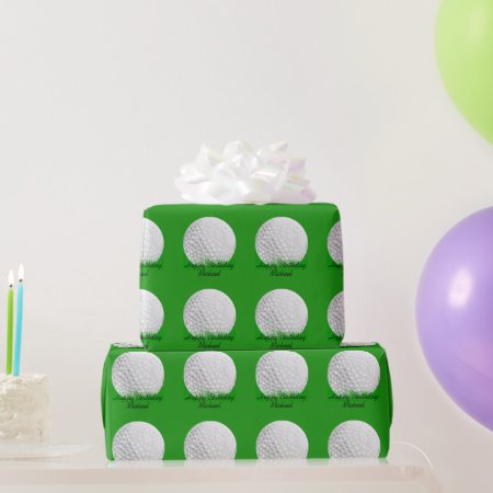 Golf Ball On Grass Wrapping Paper