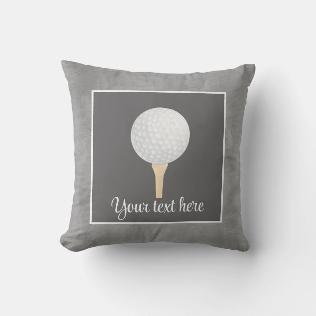 golf ball on gray personalize for golfers  throw pillow (Front)